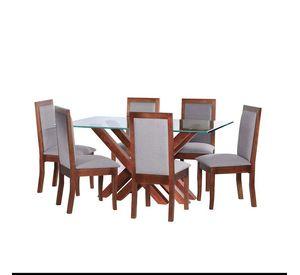 Juego De Comedor Merida 6 Sillas Girona Lino Gris Oscuro