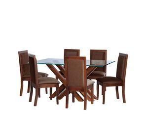 Juego De Comedor Merida 6 Sillas Girona Tela Velvet Chocolate