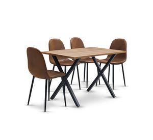 Comedor Hudson Mesa 75x70x120 4 Sillas Pu Café