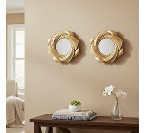 Set 2 Espejo Decorativo Pared Pétalo Flor Remolino Jhn