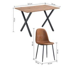 Comedor Hudson Mesa 75x70x120 4 Sillas Pu Café