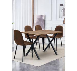Comedor Hudson Mesa 75x70x120 4 Sillas Pu Café