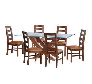 Juego De Comedor Alicante 6 Sillas Granada Cuero Kentucky Cafe Claro