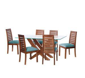 Juego De Comedor Alicante 6 Sillas Tenerife Tela Velvet Turquesa