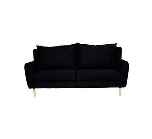 Sofá Lenora Chenille Tipo Lino Negro 2C