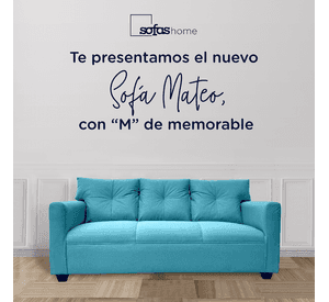Sofá Mateo Chenille Turquesa Pata Plastica 3C