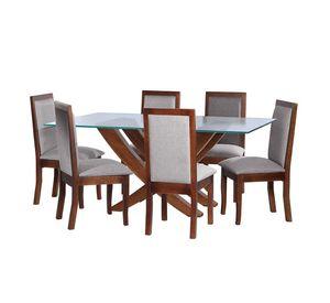 Juego De Comedor Alicante 6 Sillas Girona Lino Gris Claro