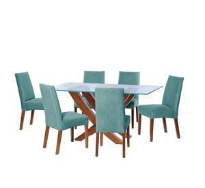 Juego De Comedor Alicante 6 Sillas Cadiz Tela Velvet Turquesa