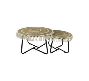 Set Mesa Centro Lateral Redonda Elegante Decorativa Jhn