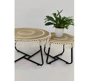 Set Mesa Centro Lateral Redonda Elegante Decorativa Jhn