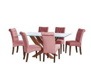 Juego De Comedor Alicante 6 Sillas Oviedo Tela Velvet Palo Rosa