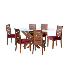 Juego De Comedor Merida 6 Sillas Tenerife Tela Velvet Burdeo