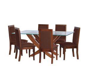 Juego De Comedor Alicante 6 Sillas Girona Tela Velvet Chocolate