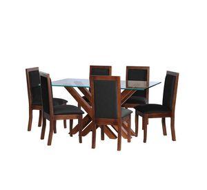 Juego De Comedor Merida 6 Sillas Girona Tela Velvet Negro