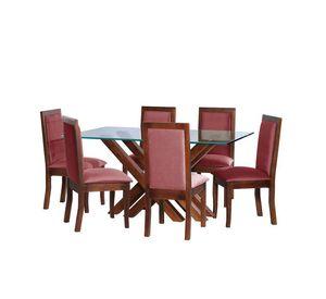 Juego De Comedor Merida 6 Sillas Girona Tela Velvet Palo Rosa