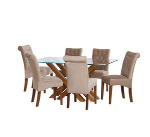 Juego De Comedor Merida 6 Sillas Oviedo Tela Velvet Beige