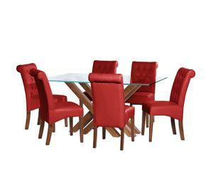 Juego De Comedor Merida 6 Sillas Oviedo Pu Rojo