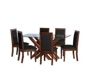 Juego De Comedor Merida 6 Sillas Girona Pu Negro