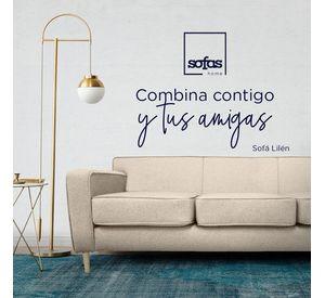 Sofá Lilen Chenille Tipo Lino Beige  3 Cuerpos
