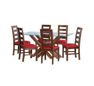 Juego De Comedor Merida 6 Sillas Granada Cuero Kentucky Rojo