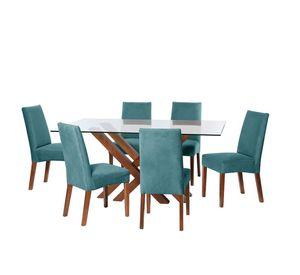 Juego De Comedor Merida 6 Sillas Cadiz Tela Velvet Turquesa