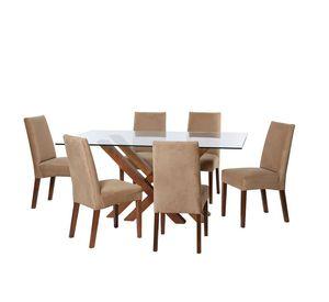 Juego De Comedor Merida 6 Sillas Cadiz Tela Velvet Beige