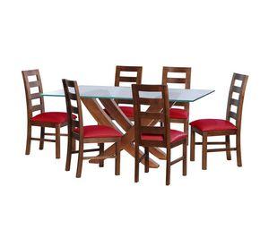 Juego De Comedor Alicante 6 Sillas Granada  Pu Rojo