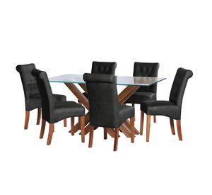 Juego De Comedor Merida 6 Sillas Oviedo Cuero Kentucky Negro