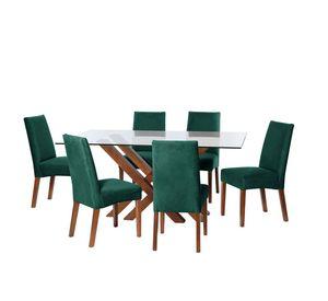 Juego De Comedor Merida 6 Sillas Cadiz Tela Velvet Verde