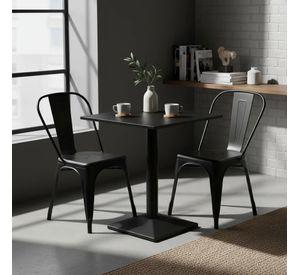 Juego De Mesa Melamina 60x60 + 2 Sillas Tolix Negras