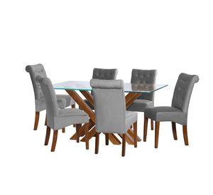 Juego De Comedor Merida 6 Sillas Oviedo Tela Velvet Gris