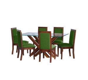 Juego De Comedor Merida 6 Sillas Girona Tela Velvet Verde
