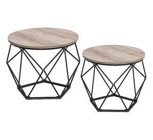 Set Mesa De Centro Base Hexagonal Gris