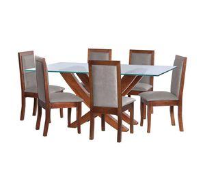 Juego De Comedor Alicante 6 Sillas Girona Cuero Kentucky Gris