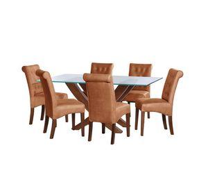 Juego De Comedor Alicante 6 Sillas Oviedo Cuero Kentucky Cafe Claro