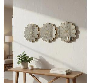 Set 3 Espejo Decorativo Pared Adorno Forma Flor Moderna Jhn