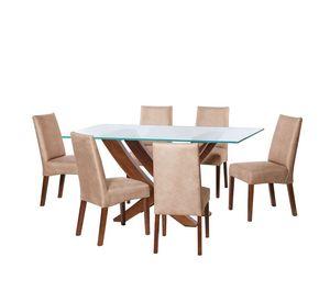 Juego De Comedor Alicante 6 Sillas Cadiz  Cuero Kentucky &nbsp;Beige