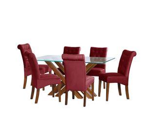 Juego De Comedor Merida 6 Sillas Oviedo Tela Velvet Burdeo