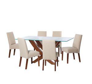 Juego De Comedor Alicante 6 Sillas Cadiz Lino Blanco