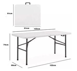Juego de Comedor Mesa Plegable Maleta 120cm + 6 Taburetes Plegables