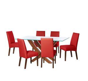 Juego De Comedor Alicante 6 Sillas Cadiz Pu Rojo