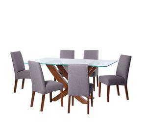 Juego De Comedor Alicante 6 Sillas Cadiz Lino Gris Oscuro