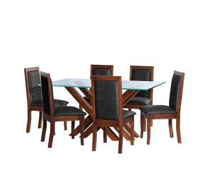 Juego De Comedor Merida 6 Sillas Girona Cuero Kentucky Negro