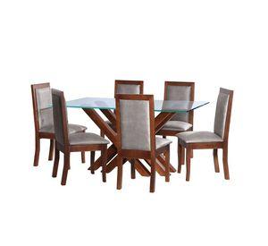 Juego De Comedor Merida 6 Sillas Girona Cuero Kentucky Gris