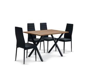 Comedor Bristol Mesa 75x70x120 4 Sillas Pu Negro