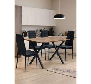 Comedor Bristol Mesa 75x70x120 4 Sillas Pu Negro