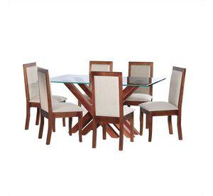 Juego De Comedor Merida 6 Sillas Girona Lino Blanco