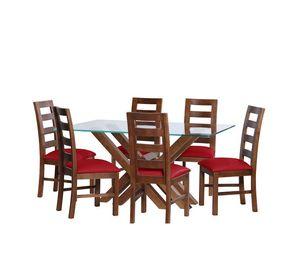 Juego De Comedor Merida 6 Sillas Granada  Pu Rojo