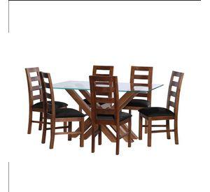 Juego De Comedor Merida 6 Sillas Granada  Tela Velvet Negro