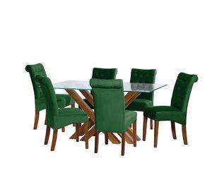 Juego De Comedor Merida 6 Sillas Oviedo Tela Velvet Verde